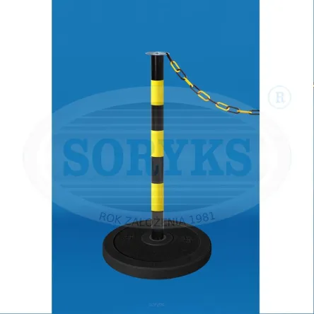 Słupek ostrzegawczy żółto-czarny z zaczepem do łańcucha 50ZCRREC