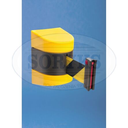 Kaseta ścienna z taśmą ostrzegawczą żółto-czarną 7,7 m lub 10 m, kaseta z taśmą odgradzającą