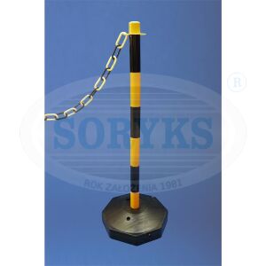 Słupek zewnętrzny żółto-czarny z tworzywa do odgradzania łańcuchem Cena za 1 sztukę przy zakupie 6 sztuk) SLT-BYG