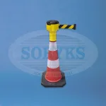 Pachołek ostrzegawczy czerwony 75 cm lub 100 cm z taśmą biało-czerwoną 10 m PE-RT10 - 2