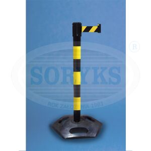 Słupek ostrzegawczy odgradzający zewnętrzny przemysłowy OUTDOOR żółto-czarny z taśmą 2,8 m (Cena za 1 sztukę) 632GRZC280